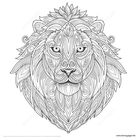 Lion Ethnic Zentangle Adults Coloring Page Printable
