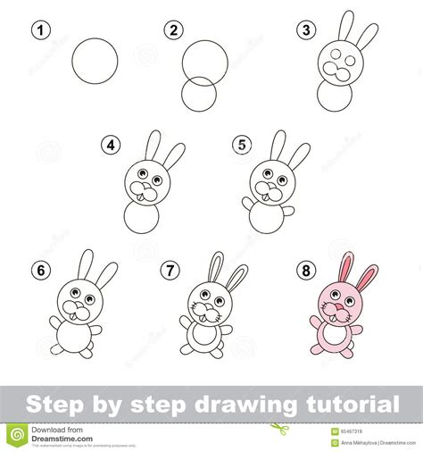 Maybe you would like to learn more about one of these? Drawing Tutorial. How To Draw A Little Rabbit Stock Vector ...