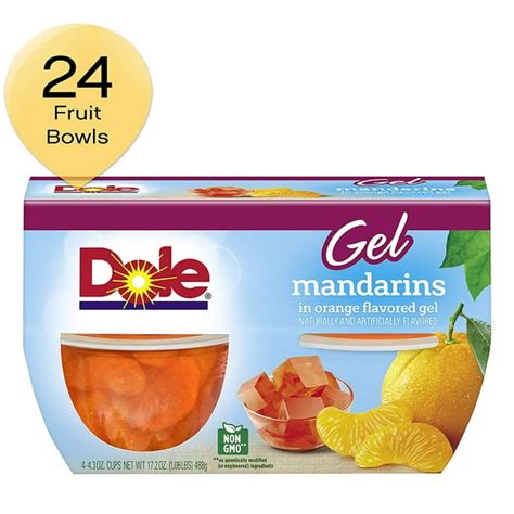Dole Fruit Bowls Mandarins In Orange Gel 4 Cups 6 Pack