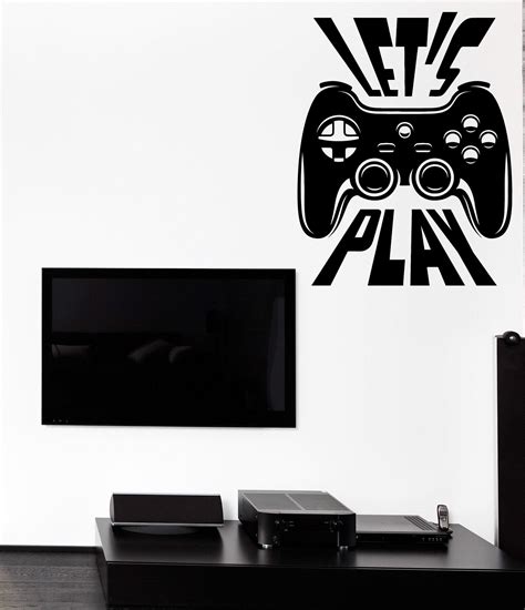 Wall Vinyl Decal Joystick Lets Play Player Game Zone Interior Decor