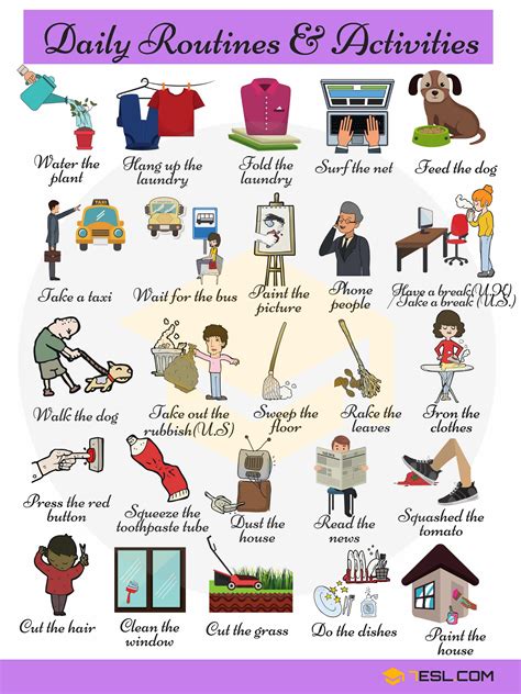 Daily Routines And Household Chores Vocabulary In English Eslbuzz