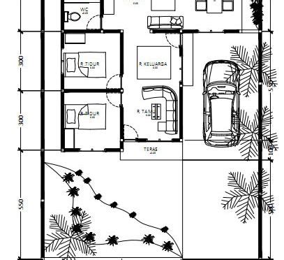 desain denah rumah sederhana tipe  open space ide kreasi rumah