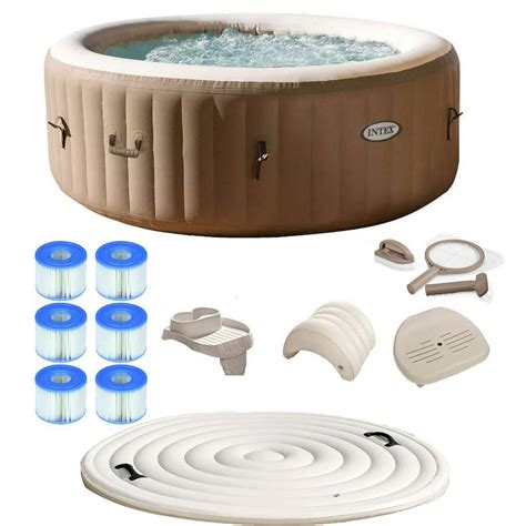 Intex Purespa 4 Person Inflatable Hot Tub Spa Kit With Cover And Filter