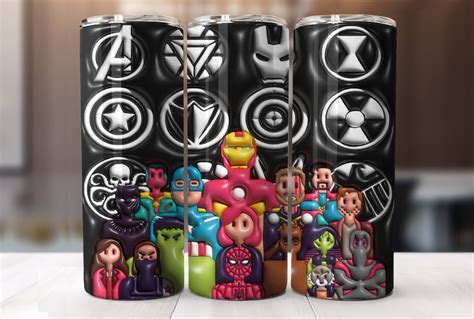 Inflated 3d Superhero Tumbler Wrap 20 Oz Skinny Tumbler Wrap 20oz