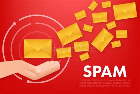 No Spam Spam Email Warning Concept Of Virus Piracy Hacking And Security Envelope With Spam