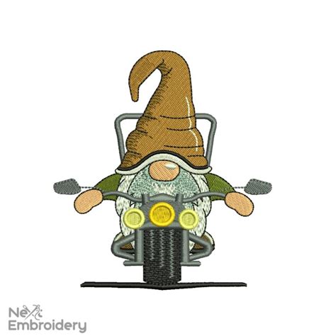 Biker Gnome Embroidery Design Nextembroidery