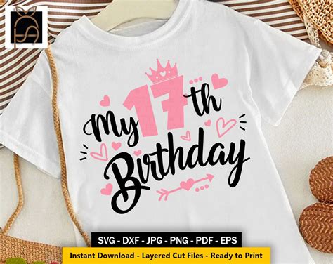 17th Birthday Svg Seventeen Birthday Svg My Birthday Etsy