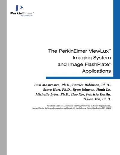 The Perkinelmer Viewlux™ Imaging System And Image Flashplate