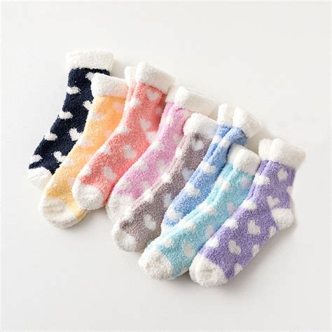 Candy Warm Lady Heart Cute Winter Kawaii Thick Casual Women Socks Fuzzy Fluffy Terry Warm Socks