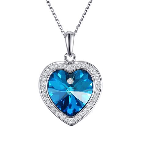 Blue Crystal Heart Pendant Necklace For Women 18″2″ Product Testing