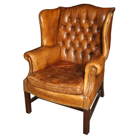 Logan wing chair traditional chair with solid and stylish wing construction. Leather Wing Back Chair at 1stdibs