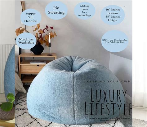 Buy Luxury Furr Bean Bag Cover For Adults Sky Blue Xxxl Online In India At Best Price