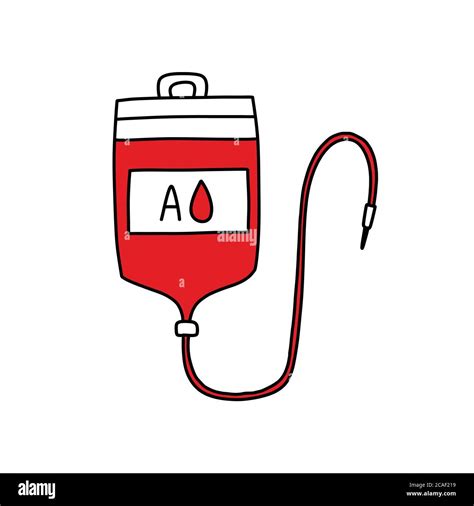 Blood Transfusion Bag Doodle Icon Vector Color Illustration Stock