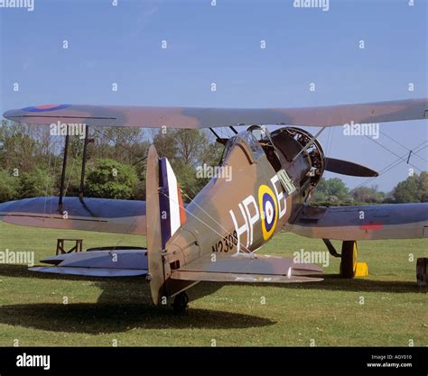 Gloster Gladiator Biplane Fighter In Royal Air Force Colours Stock