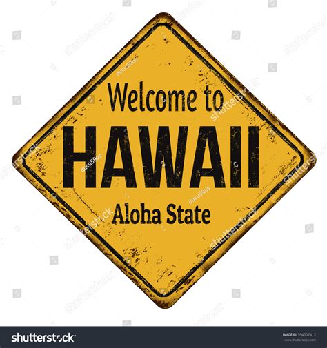 Welcome Hawaii Vintage Rusty Metal Sign Stock Vector Royalty Free