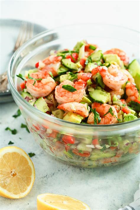 Teamed with everything from mango to avocado, these healthy salad ideas will be a 22 prawn salad recipes for you to try this christmas. Shrimp Avocado Cucumber Salad | Recipe | Low carb salad, Cucumber recipes salad, Seafood recipes