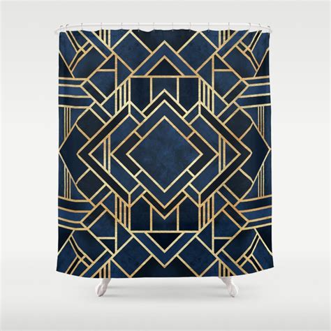 Art Deco Fancy Blue Shower Curtain By Elisabeth Fredriksson Society6