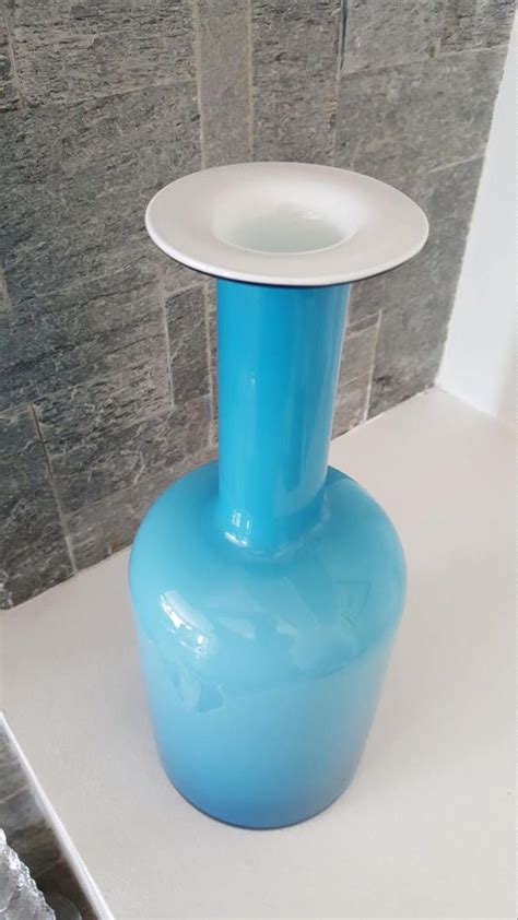 Turquoise Holmegaard Gulvase Gulvvase Otto Brauer Etsy Canada Glass Vase Glass Vase