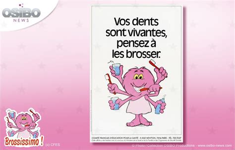 A Pink Poster With An Image Of A Cartoon Character Holding A Toothbrush