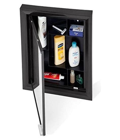 Wall mount bathroom cabinet storage medicine organizer kitchen laundry w/ mirror. Buy Nilkamal Gem Mirror Plastic Wall Mount Cabinet (Black ...