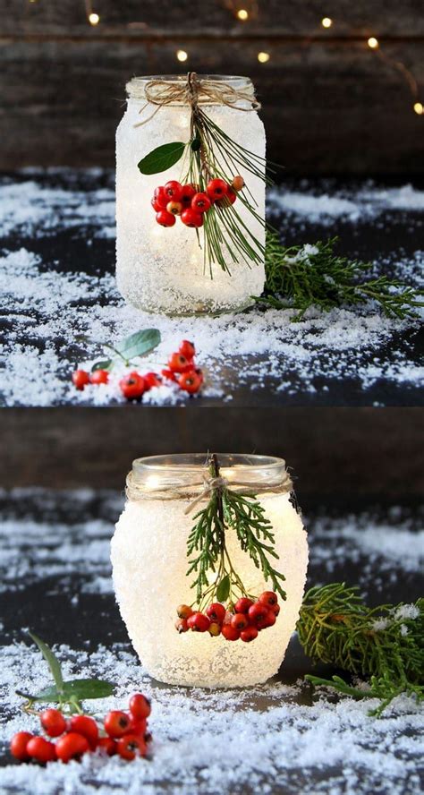 5 Minute Diy Snow Frosted Mason Jar Decorations Magical Christmas