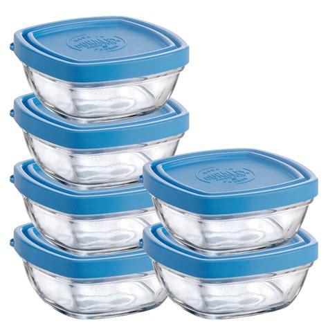 Duralex Lys 5 25 Oz Square Storage Bowls With Lids Tempered Glass Set Of 6 8236y Save 33