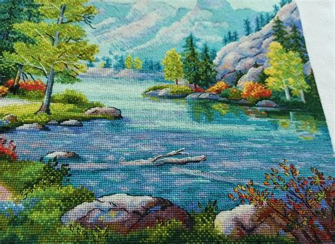 Mountain River Cross Stitch Pattern Beautiful Landscape Cross Etsy
