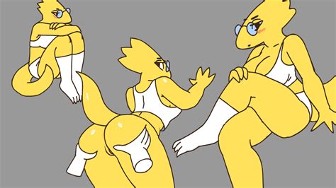 Rule Alphys Animated Anus Ass Blush Breasts Butt Jiggle Butt Squish Chelodoy Cleavage
