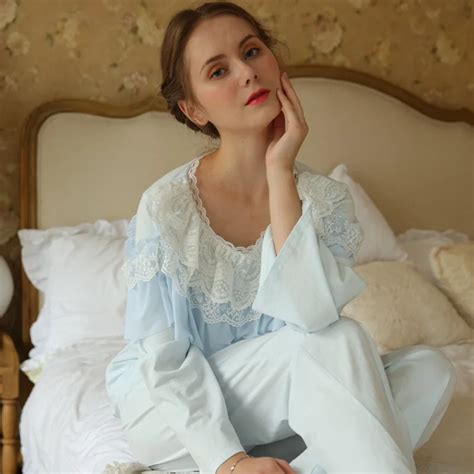 Lace Pajama Sets Long Sleeve Pajamas For Women Sleepwear Sexy Comfortable Home Wear Vintage