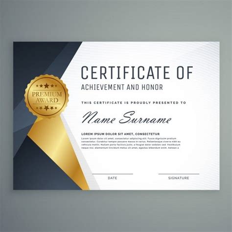 Golden Black Certificate Of Honor Free Vector Certificates