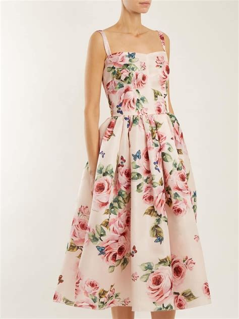 Dolce And Gabbana Rose Print Silk Organza Baby Pink Dress We Select