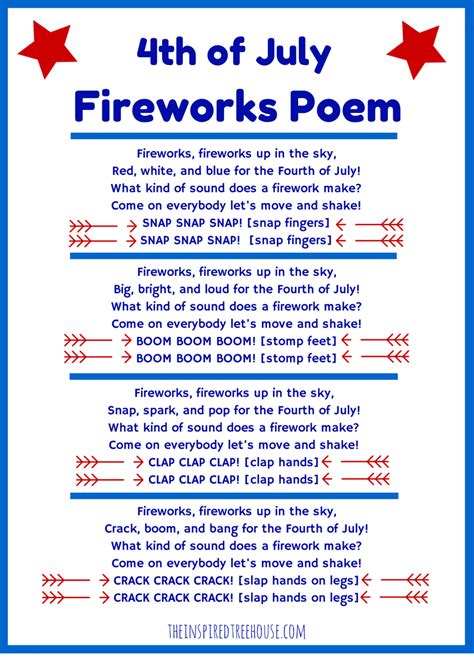 4th Of July Poem And Movement Activity For Kids The Inspired