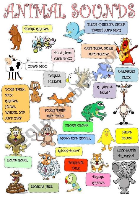 See How Animals Sound In English Ask Your Students To Compare Them