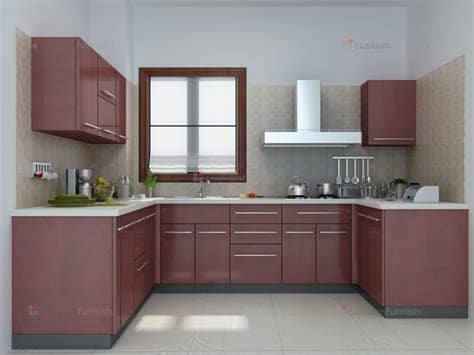 Design elements of a white blue star range. U shaped modular kitchen design | Kitchen room design ...