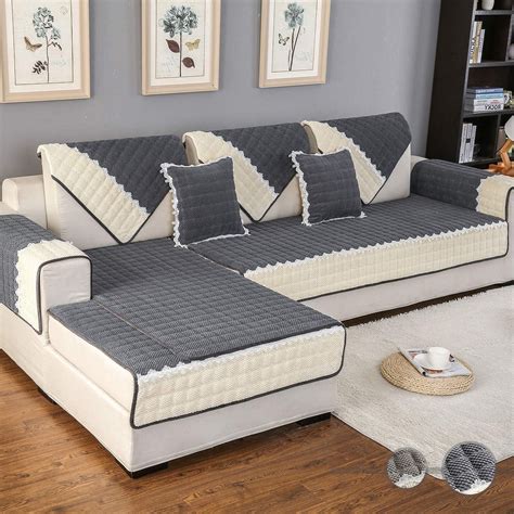 Ostepdecor Couch Cover Sofa Cover Quilted Sectional Couch