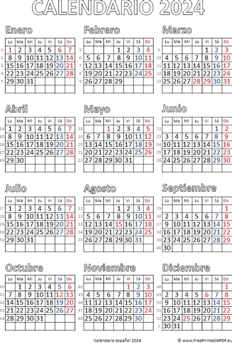 Calendario De España 2024 Imprimir El Pdf Gratis