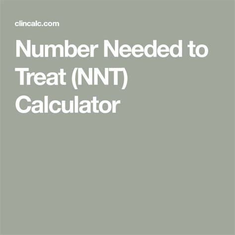 Number Needed To Treat Nnt Calculator Calculator Treats Numbers