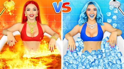 Hot Vs Cold Girl Challenge Girl On Fire Vs Icy Girl Awkward Situations By Ratata Youtube