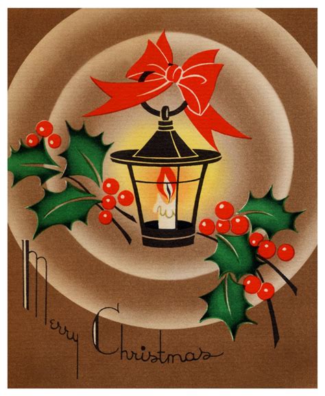 Gorgeous Vintage Christmas Lantern Card Vintage Christmas Greeting