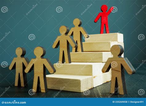 Leadership and Career Success Concept. Ladder and Winner at the Top