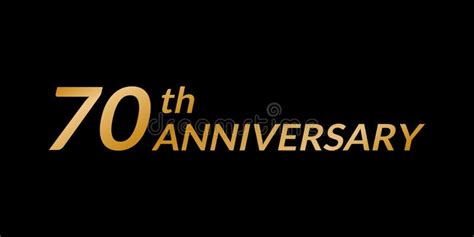 70 Years Anniversary Logo 70th Birthday Celebration Golden Icon Stock