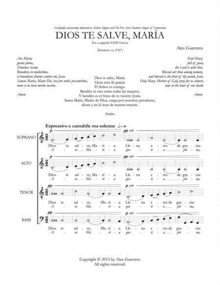 Dios Te Salve María Ave Maria By Alex Guerrero Digital Sheet Music