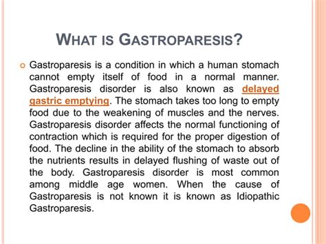 Gastroparesis Causes Symptoms Diagnosis And Treatment