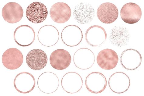 Pink And Gold Glitter Confetti Circles On White Background