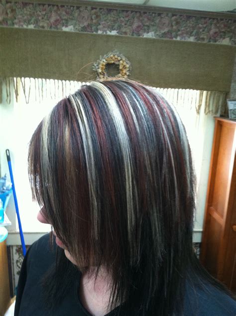 Brown hair with lowlights : Dark hair with red lowlights and highlights with choppy ...