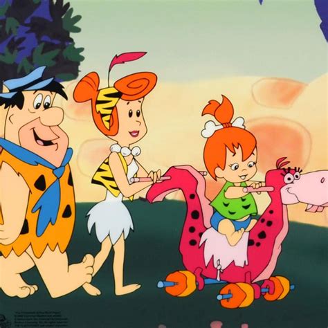 The Flintstones Strolling With Pebbles Custom Framed Limited Edition