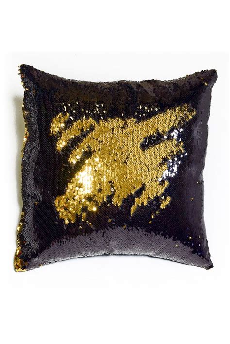 Black And Shiny Gold Sequin Mermaid Pillow Mermaid Pillow Co Black