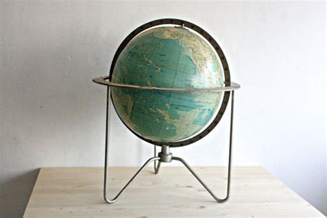 Large Vintage Globe Large Atlas Globe On Metal Pedestal Etsy Globe