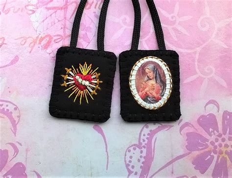 Hand Embroidered Black Scapular Of The Seven Sorrows Of Mary Etsy In