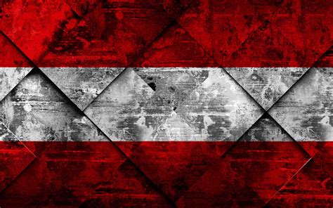 Download Wallpapers Flag Of Austria 4k Grunge Art Rhombus Grunge